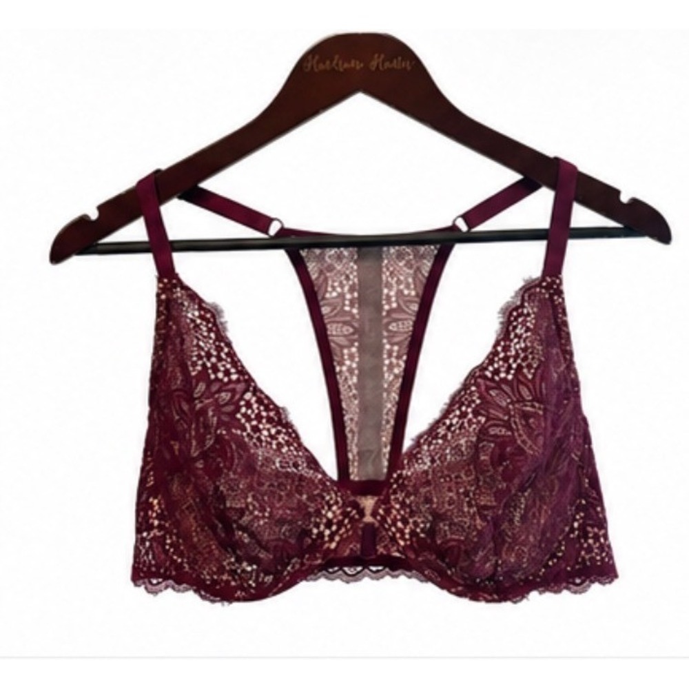 Victoria's Secret Bra Womens 38DD Burgundy New Very Sexy Unlined Plunge Lace